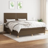 vidaXL Boxspringbett mit Matratze Dunkelbraun 180x200 cm Stoff