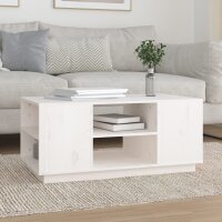 vidaXL Couchtisch Weiß 90x49x40,5 cm Massivholz Kiefer