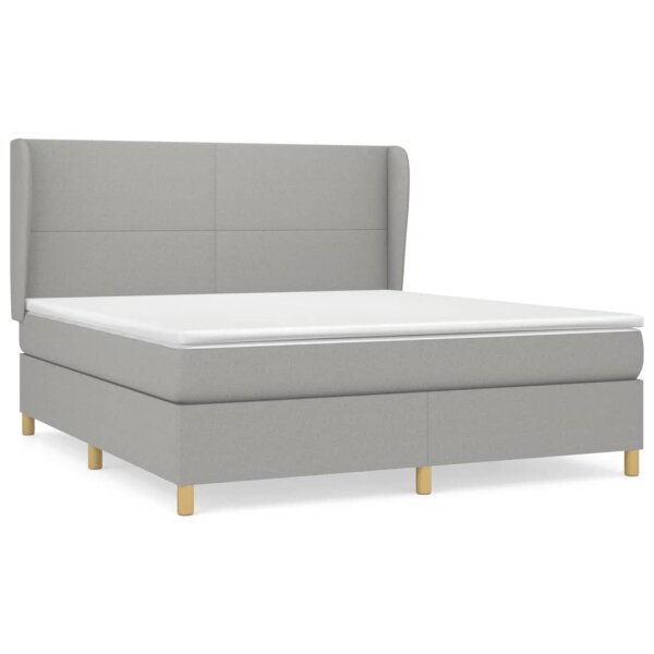 vidaXL Boxspringbett mit Matratze Hellgrau 180x200 cm Stoff