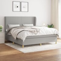 vidaXL Boxspringbett mit Matratze Hellgrau 180x200 cm Stoff