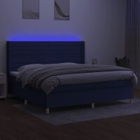 vidaXL Boxspringbett mit Matratze &amp; LED Blau 200x200 cm Stoff