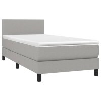 vidaXL Boxspringbett mit Matratze &amp; LED Hellgrau 80x200 cm Stoff