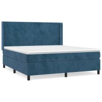 vidaXL Boxspringbett mit Matratze Dunkelblau 160x200 cm Samt