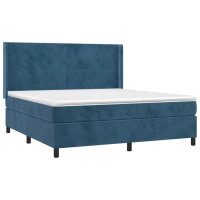 vidaXL Boxspringbett mit Matratze Dunkelblau 160x200 cm Samt