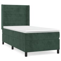 WOWONA Boxspringbett mit Matratze Dunkelgr&uuml;n 100x200 cm Samt