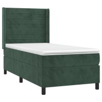 WOWONA Boxspringbett mit Matratze Dunkelgr&uuml;n 100x200 cm Samt