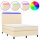 vidaXL Boxspringbett mit Matratze &amp; LED Creme 140x200 cm Stoff