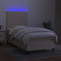 vidaXL Boxspringbett mit Matratze &amp; LED Creme 100x200 cm Stoff