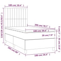 vidaXL Boxspringbett mit Matratze &amp; LED Creme 100x200 cm Stoff