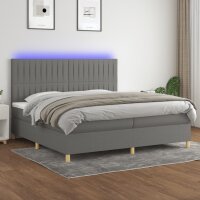 vidaXL Boxspringbett mit Matratze &amp; LED Dunkelgrau 200x200 cm Stoff