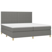 vidaXL Boxspringbett mit Matratze &amp; LED Dunkelgrau 200x200 cm Stoff