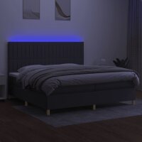 vidaXL Boxspringbett mit Matratze &amp; LED Dunkelgrau 200x200 cm Stoff