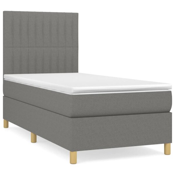 vidaXL Boxspringbett mit Matratze Dunkelgrau 90x190 cm Stoff