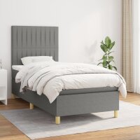 vidaXL Boxspringbett mit Matratze Dunkelgrau 90x190 cm Stoff