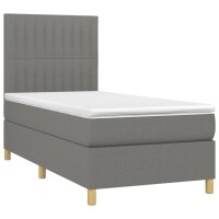 vidaXL Boxspringbett mit Matratze Dunkelgrau 90x190 cm Stoff