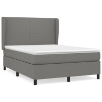 vidaXL Boxspringbett mit Matratze Dunkelgrau 140x190 cm Stoff