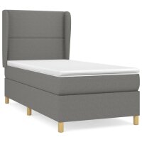 vidaXL Boxspringbett mit Matratze Dunkelgrau 90x190 cm Stoff