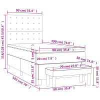 vidaXL Boxspringbett mit Matratze Schwarz 90x190 cm Samt