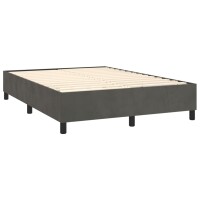 vidaXL Boxspringbett mit Matratze &amp; LED Dunkelgrau 140x200 cm Samt