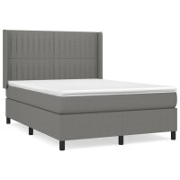 vidaXL Boxspringbett mit Matratze Dunkelgrau 140x190 cm Stoff