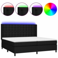 vidaXL Boxspringbett mit Matratze &amp; LED Schwarz 200x200 cm Stoff