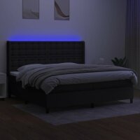 vidaXL Boxspringbett mit Matratze &amp; LED Schwarz 200x200 cm Stoff