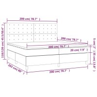 vidaXL Boxspringbett mit Matratze &amp; LED Schwarz 200x200 cm Stoff