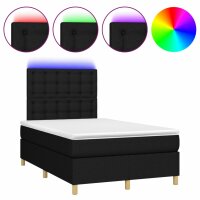 vidaXL Boxspringbett mit Matratze &amp; LED Schwarz 120x200 cm Stoff