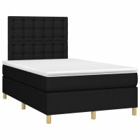 vidaXL Boxspringbett mit Matratze &amp; LED Schwarz 120x200 cm Stoff