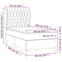 vidaXL Boxspringbett mit Matratze Dunkelgrau 90x190 cm Samt