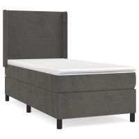 vidaXL Boxspringbett mit Matratze Dunkelgrau 90x190 cm Samt