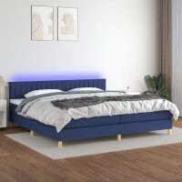 vidaXL Boxspringbett mit Matratze &amp; LED Blau 200x200 cm Stoff