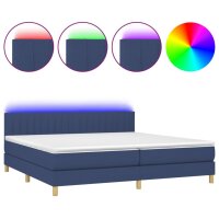 vidaXL Boxspringbett mit Matratze &amp; LED Blau 200x200 cm Stoff