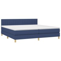 vidaXL Boxspringbett mit Matratze &amp; LED Blau 200x200 cm Stoff