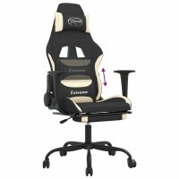 vidaXL Gaming-Stuhl mit Fu&szlig;st&uuml;tze Schwarz und Creme Stoff