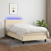 vidaXL Boxspringbett mit Matratze &amp; LED Creme 90x200 cm Stoff