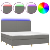 vidaXL Boxspringbett mit Matratze &amp; LED Dunkelgrau 200x200 cm Stoff