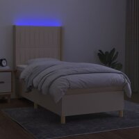 vidaXL Boxspringbett mit Matratze &amp; LED Creme 100x200 cm Stoff