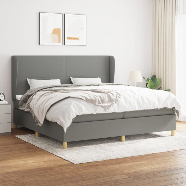 vidaXL Boxspringbett mit Matratze Dunkelgrau 200x200 cm Stoff