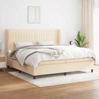 vidaXL Boxspringbett mit Matratze Creme 200x200 cm Stoff