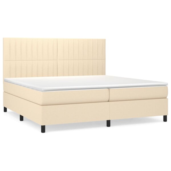 vidaXL Boxspringbett mit Matratze Creme 200x200 cm Stoff