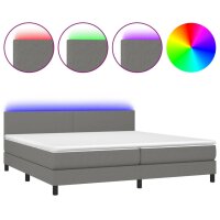 vidaXL Boxspringbett mit Matratze &amp; LED Dunkelgrau 200x200 cm Stoff