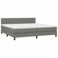 vidaXL Boxspringbett mit Matratze &amp; LED Dunkelgrau 200x200 cm Stoff