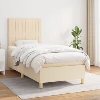 vidaXL Boxspringbett mit Matratze Creme 100x200 cm Stoff