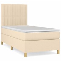 vidaXL Boxspringbett mit Matratze Creme 100x200 cm Stoff