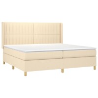 vidaXL Boxspringbett mit Matratze &amp; LED Creme 200x200 cm Stoff