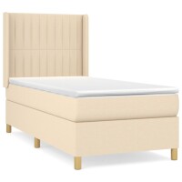 vidaXL Boxspringbett mit Matratze Creme 100x200 cm Stoff