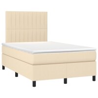 vidaXL Boxspringbett mit Matratze &amp; LED Creme 120x200 cm Stoff