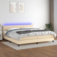 vidaXL Boxspringbett mit Matratze &amp; LED Creme 200x200 cm Stoff