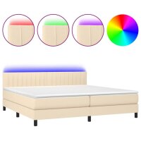 vidaXL Boxspringbett mit Matratze &amp; LED Creme 200x200 cm Stoff